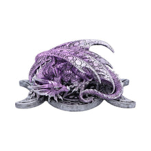 Load image into Gallery viewer, Triple Moon Treasure Dragon Figurine 21.3cm Purple Sculpture Hand-Painted