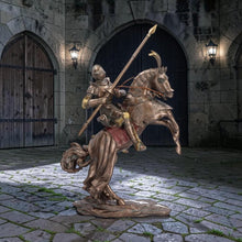Laden Sie das Bild in den Galerie-Viewer, Medieval Knight on Horse Figurine Armoured Cavalry Statue Bronze Effect 45.9cm