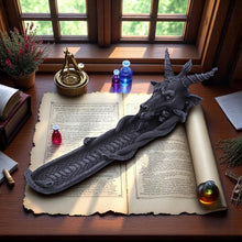 Load image into Gallery viewer, Dark Pagan Baphomet Incense Tray | Serpent Wrapped Goat Head Resin Burner Decor