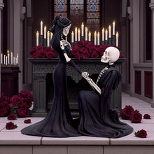 Laden Sie das Bild in den Galerie-Viewer, Gothic Skeleton Engagement Figurine Macabre Proposal Fantasy Romance Statue