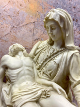 Load image into Gallery viewer, Michelangelo La Pieta Resin Statue on Wood Base, 32x26cm – Evocative Christian Art for Spiritual Enrichment and Contemplative Decor