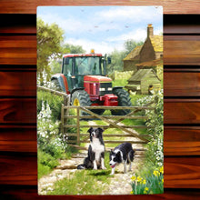 Load image into Gallery viewer, MACNEIL STUDIOS - TRACTOR & COLLIES Ceramic Art Tile 30x20cm - Farm Scene Decor