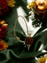 Load image into Gallery viewer, Rudraksha Dowsing Pendulum with Clasps - Natural Energy Healing Tool, 22cm Chain Length