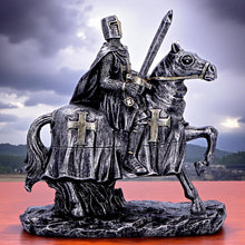 Load image into Gallery viewer, Medieval Templar Knight Horseback Figurine Gothic Crusader Historical Ornament