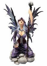 Laden Sie das Bild in den Galerie-Viewer, Fantasy Fairy with Staff and Orb Figurine Gothic Witch Angel Ornament Mythical Decor