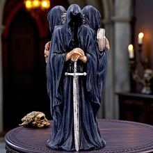Laden Sie das Bild in den Galerie-Viewer, Dark Mystic Candle Holder Gothic Hooded Figures Ornament Fantasy Skull Sword