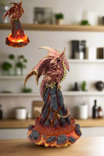 Load image into Gallery viewer, Majestic Dragon LED Light Figurine – Illuminated Fantasy Statue – Collectible Mythical Creature Décor – Battery Operated 26cm