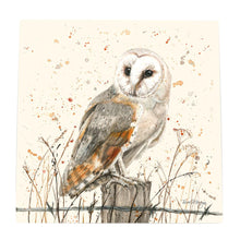 Load image into Gallery viewer, OSWALD Barn Owl Art Tile by Bree Merryn - Ceramic Wall Decor 20x20 cm Ready to Hang - Perfect Gift