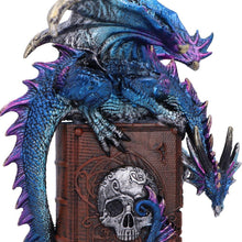 Laden Sie das Bild in den Galerie-Viewer, Mystical Dragon on Skull Book Figurine – Gothic Fantasy Ornament 22cm