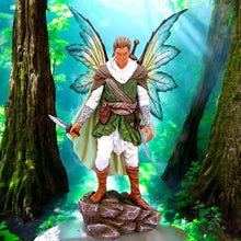 Load image into Gallery viewer, Enchanting Forest Elf Warrior Figurine Male Fairy Statue with Swords & Majestic Wings