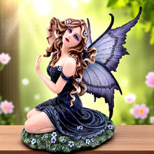 Laden Sie das Bild in den Galerie-Viewer, Enchanted Kneeling Fairy Figurine Butterfly Wings Enchanted Gothic Fantasy Decor