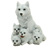 Load image into Gallery viewer, White Wolf & Pups Resin Figurine 12cm – Adorable Family Pack Statue for Wildlife Lovers