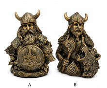 Laden Sie das Bild in den Galerie-Viewer, Pair Viking Warrior Wolf Bust Statues Norse Mythology Nordic Figurines 13cm