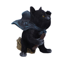 Load image into Gallery viewer, Witchcraft Cat Flying on Broom Gothic Familiar Figurine Wiccan Witch Art Decor