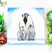 Load image into Gallery viewer, WINTERS PENGUIN FAMILY Ceramic Art Tile by S. Jones - 20 x 20 cm - Wall Decor"