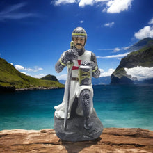 Load image into Gallery viewer, Crusader Knight Sculpture – Medieval Warrior Collectible – Templar Decor Figurine Gift