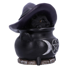 Load image into Gallery viewer, Peek-a-Brew Cat in Cauldron Ornament – 14.5cm Light-Up Gothic Decor