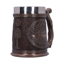 Load image into Gallery viewer, Tree of Life Tankard 16cm | Bronze Celtic Design Mug with Stainless Steel Insert