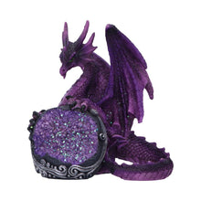Laden Sie das Bild in den Galerie-Viewer, Mystical Purple Dragon Figurine with Glitter Geode Fantasy Ornament Collectors Gift
