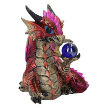 Load image into Gallery viewer, Fantasy Red Dragon Figurine Holding Orb Mythical Beast Figurine Gothic Decor