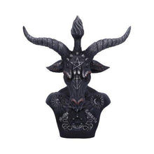 Load image into Gallery viewer, Baphomet Bust Statue 33cm - Occult Decor, Hand-Painted Resin with Sun & Moon Motifs