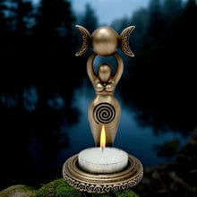 Load image into Gallery viewer, Spiral Goddess Tea Light Holder 12cm - Exclusive Bronze Wiccan Candle Holder