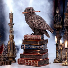 Load image into Gallery viewer, Bronze Spellcraft Witches Familiar Owl on Book Figurine