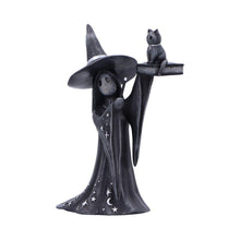 Laden Sie das Bild in den Galerie-Viewer, Little Souls Shimmer Witch Figurine Cat Spell book Gothic Altar Wiccan Art Decor