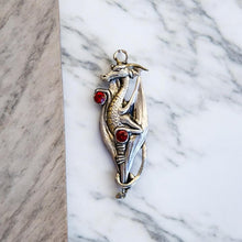 Load image into Gallery viewer, Draco Dragon Talisman Pendant Necklace with Swarovski Crystals - Galraedia Freedom from Fear Charm