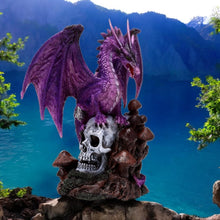 Laden Sie das Bild in den Galerie-Viewer, Amethyst Dragon Figurine - Gothic Skull Ornament Fantasy Decor Statue Home Decor