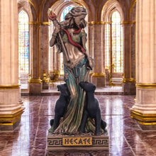 Charger l'image dans la galerie, Hecate Goddess of Witchcraft Statue Bronze Pagan Figurine Triple Moon Statue