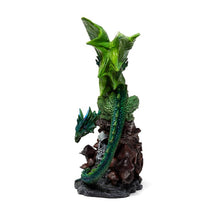 Load image into Gallery viewer, Green Dragon Figurine Gothic Resin Statue Fantasy Decor Collectible Ornament 23cm