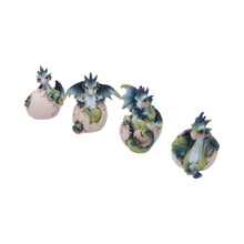 Load image into Gallery viewer, Set of 4 Hatching Dragonling Figurines Fantasy Baby Dragons in Eggs Set Ornaments