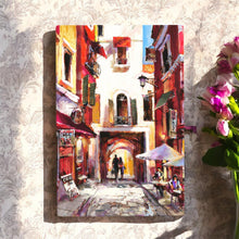 Load image into Gallery viewer, European Holiday Ceramic Art Tile by Brent Heighton 30x20 cm - Wall Decor Ready to Hang | Vibrant Mediterranean Street Scene | Interior Design Art Gift