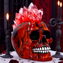 Laden Sie das Bild in den Galerie-Viewer, Red Crystal LED Skull with Mohawk Gothic Punk Statue Horror Fantasy Figurine Art