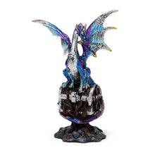 Load image into Gallery viewer, Blue Dragon Guardian Figurine - Gothic Fantasy Resin Sculpture Decor 19cm