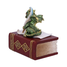 Load image into Gallery viewer, Gothic Dragon Trinket Box with Quill Fantasy Book Decor Statue Magical Gift Idea