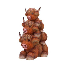 Load image into Gallery viewer, Highland Totem Figurine – 17.5cm Adorable Stacked Highland Cow Ornament