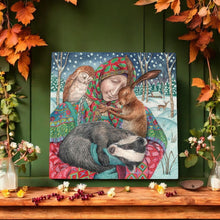 Load image into Gallery viewer, In The Arms Of Grace" Ceramic Art Tile by Wendy Andrew | Ready to Hang | 20x20cm | Stunning Animal-Themed Wall Art