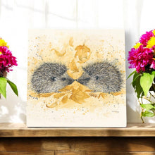 Load image into Gallery viewer, Snuffle and Spike Hedgehog Ceramic Art Tile by Bree Merryn 20X20cm Wall Art Boxed Home Decor Cute Animal Lover Gift