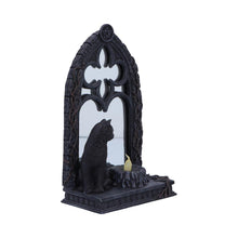Load image into Gallery viewer, Magic Mirror Cat Figurine – 21cm Gothic Mirror with Cat and Candle Decor