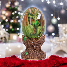 Laden Sie das Bild in den Galerie-Viewer, Mystical Green Dragon Egg Ornament - Earth Baby Dragon Collectible Decor