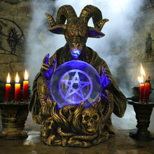 Load image into Gallery viewer, Illuminating Orbuculum of the Baphomet Figurine | LED Light Gothic Decor 16cm