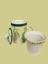 Load image into Gallery viewer, Traditional Chinese Tea Mug with Strainer and Lid - Ceramic Infuser Cup 10cm - Asian Style Teaware
