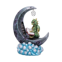 Laden Sie das Bild in den Galerie-Viewer, Mystical Green Dragon on Crescent Moon – LED Figurine Gothic Fantasy Decor