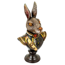 Load image into Gallery viewer, Steampunk Gentry Rabbit Bust Hare Figurine Regal Victorian Style Art Sculpture