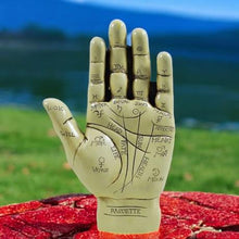 Load image into Gallery viewer, Palmistry Hand Sculpture with Guide - Resin Fortune Telling Decor, Mystical Occult Palm Reading Tool, Astrology Gift