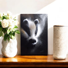 Load image into Gallery viewer, BADGER AT NIGHT Ceramic Art Tile by D. Finney – 30x20 cm Wall Hanging Decor, Nature Wildlife Art