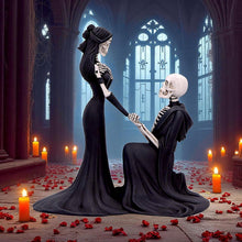 Laden Sie das Bild in den Galerie-Viewer, Gothic Skeleton Engagement Figurine Macabre Proposal Fantasy Romance Statue