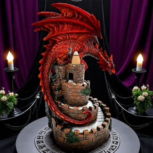 Laden Sie das Bild in den Galerie-Viewer, Fire Dragon Tower Burner Backflow Incense Holder Fantasy Gothic Statue Decor